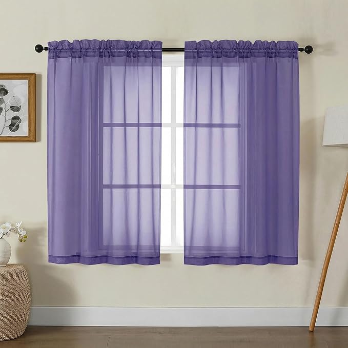 Gwine Sheer Curtains for Living Room 45 inch Length by Gwine