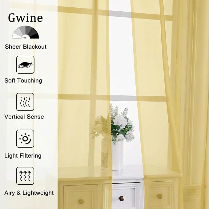 Gwine Short Kitchen Sheer Curtains 36 Inch Length - Image 4