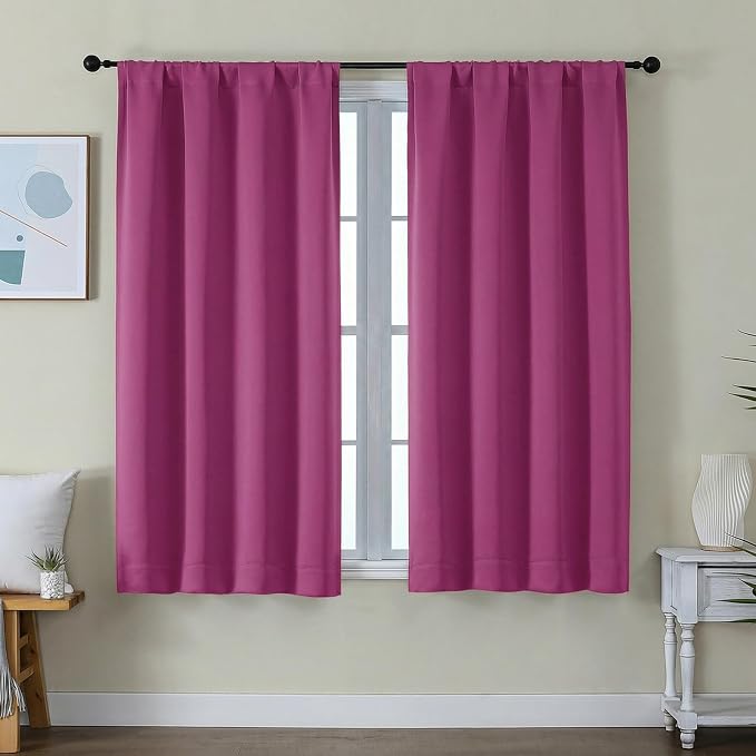 Simplebrand Ava Hot Pink Short Blackout Curtains by Simplebrand