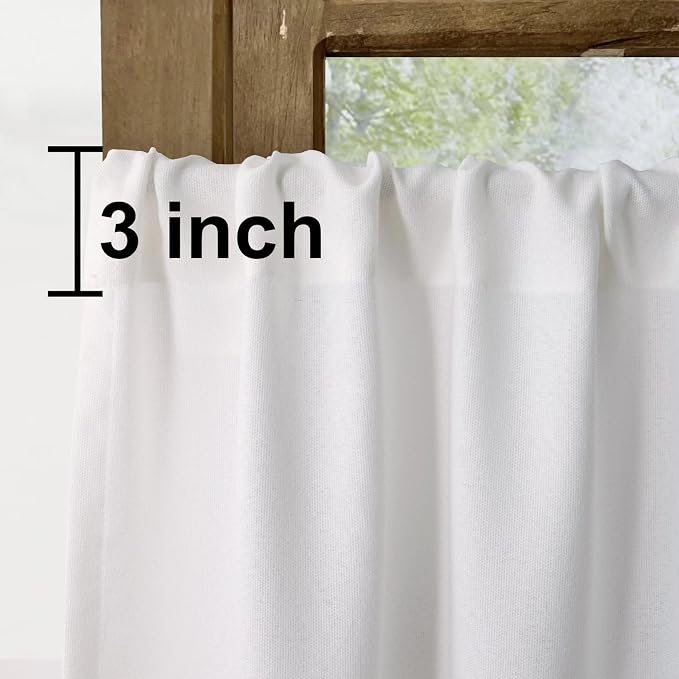 Faux Linen Kitchen Curtains 36 Inch Length Cafe Curtain Tiers - Image 2