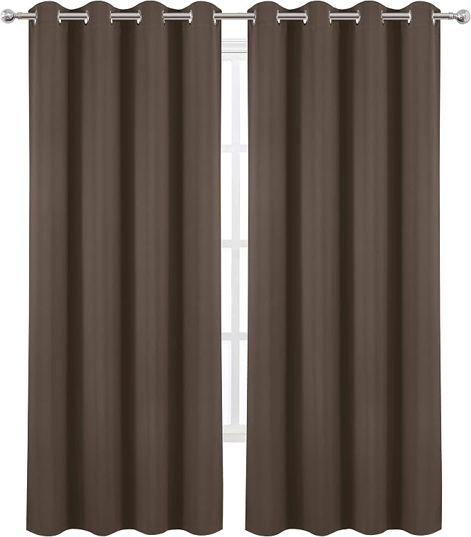 LEMOMO Chocolate Brown Thermal Blackout Curtains/52 x 95 Inch/Set of 2 Panels - Image 2