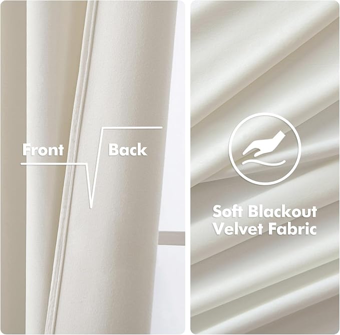 MIULEE Elegant Velvet Curtains Ivory Grommet Curtains Thermal Insulated - Image 3