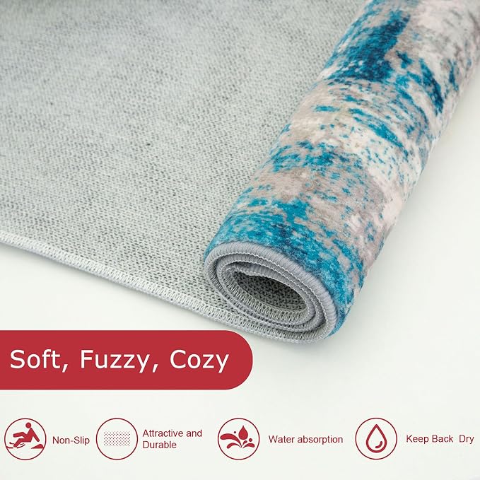 KOZYFLY Modern Abstract 3x5 Area Rug Washable Bedroom Rug Throw Entry Mat - Image 3