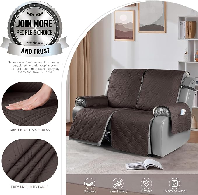 TAOCOCO 100% Waterproof Oversized Loveseat Recliner Cover, Non Slip Split Couch - Image 3