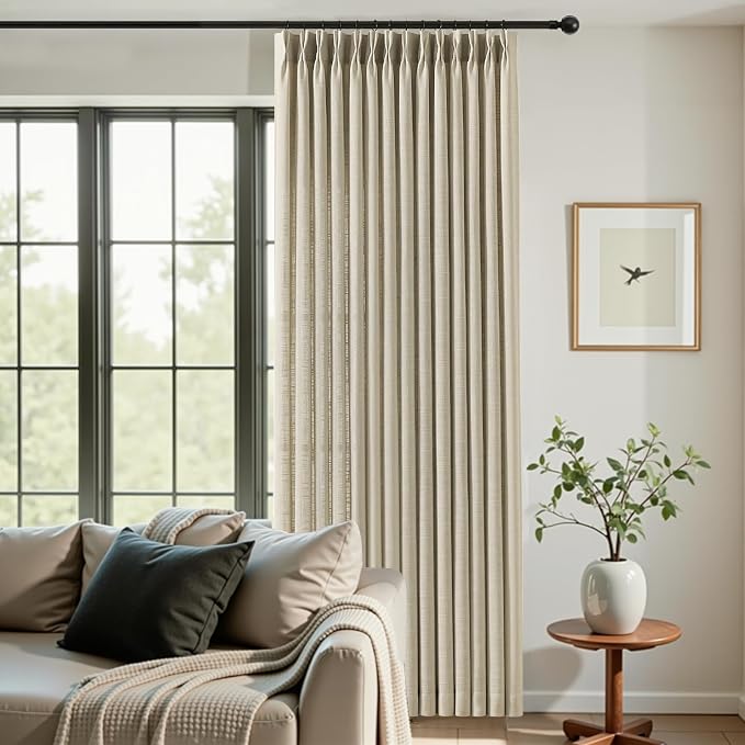 Pinch Pleated Linen Curtains 84 Inch Length 2 Panels Set, Light Filtering Linen - Image 5