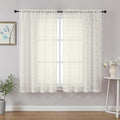 Chyhomenyc Ivory Short Curtains 45 Inch Length 2 Panels, Light Filtering Leaf by Chyhomenyc