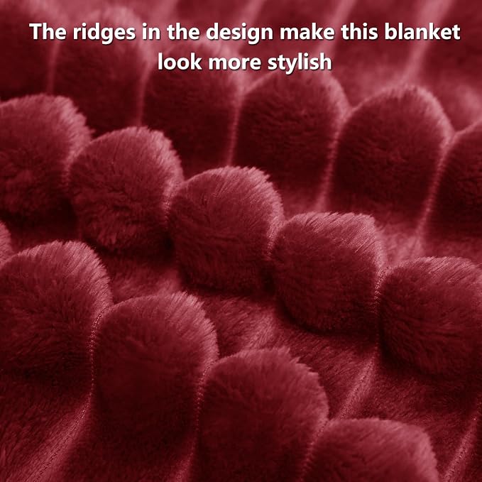 HIMEET Deep Red Ribbed Twin Blanket - Image 8