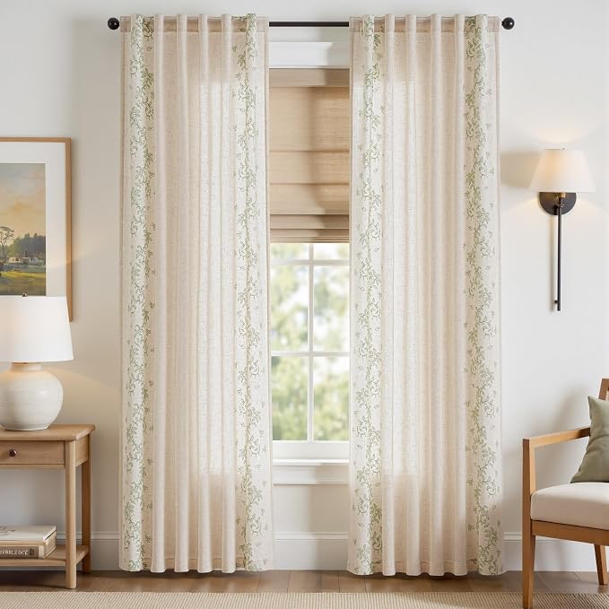 jinchan Evelyn Embroidered Linen Curtains - Image 2