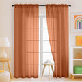 Orange Sheer Curtains 84 Inches Long 2 Panels, Elegant Airy Transparent Light by Home