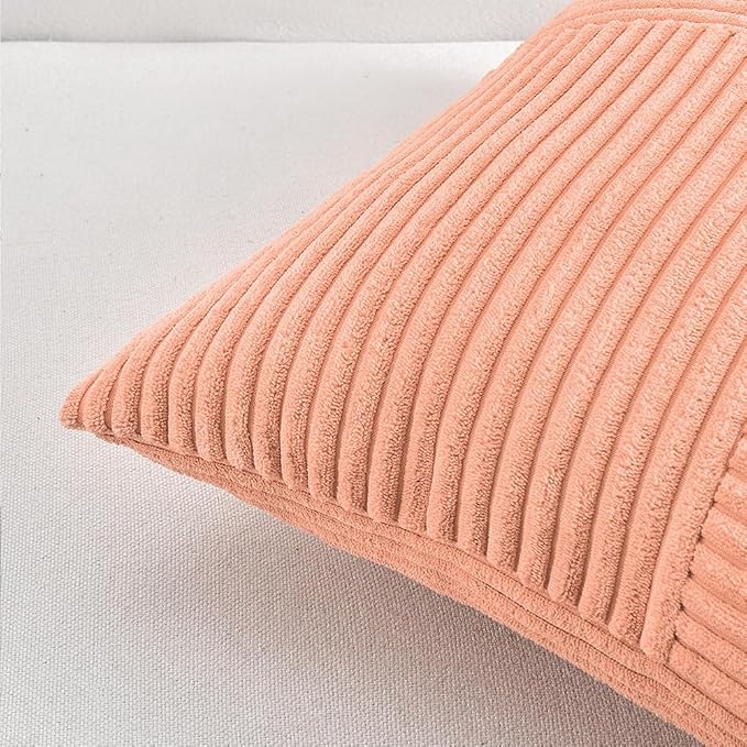 Fancy Homi 2 Packs Peach Samll Decorative Throw Pillow Covers 12x12 Inch - Image 5