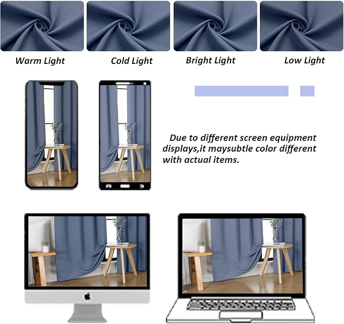 Simplebrand Ava Denim Blue Short 36 Inches Blackout Curtain 2 Panels Set - Image 9