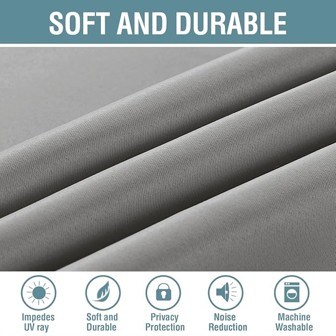 H.VERSAILTEX Blackout Grey Curtains 63 Inch Length Curtains - Image 4