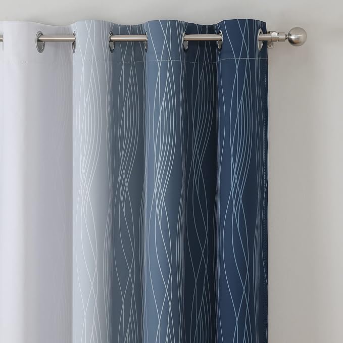 Estelar Textiler Full Room Darkening Greyish White and Navy Blue Blackout - Image 4