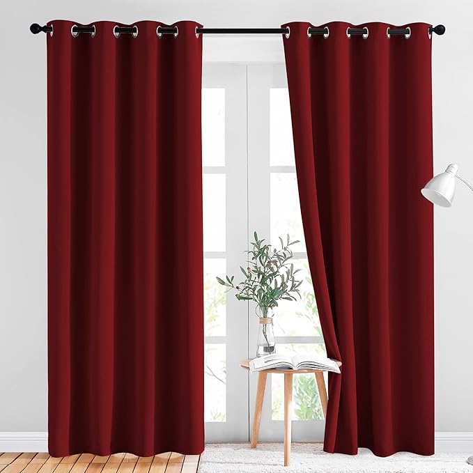 NICETOWN Burgundy Blackout Curtains Grommet by NICETOWN