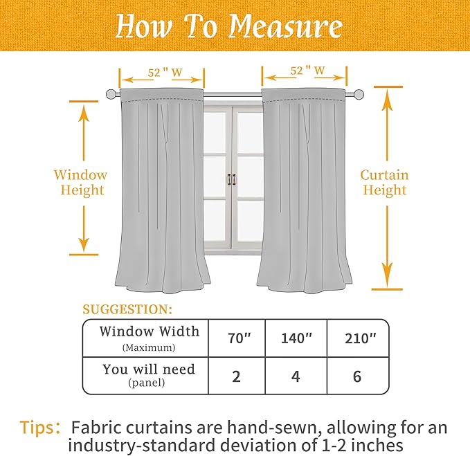 LAMIT Faux Linen Curtains 63 inches Long - Image 8