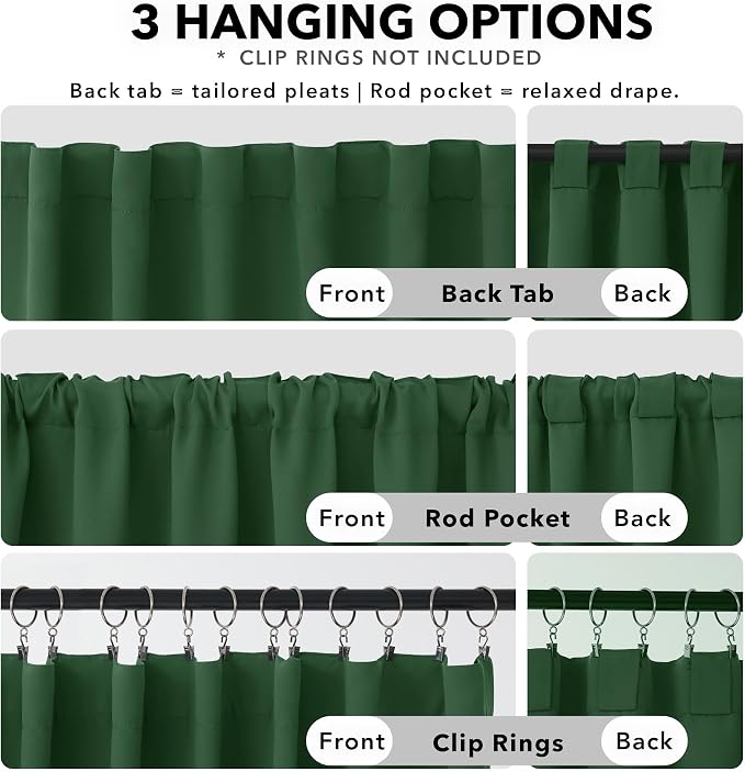 Deconovo Blackout Curtains, Thermal Insulated, W52 x L108 2 Panels, Back Tab - Image 2