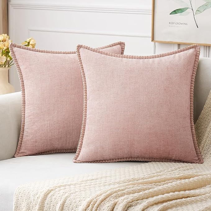 MIULEE Pack of 2 Couch Throw Pillow Covers 16x16 Inch Pink Farmhouse Valentine by MIULEE