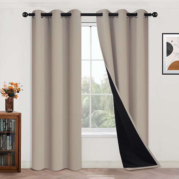 Yakamok 100% Blackout Curtains 84 Inches Long, 2 Thick Layers Heat and Full by Yakamok