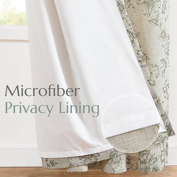 jinchan Linen Blend Floral Curtains - Image 5