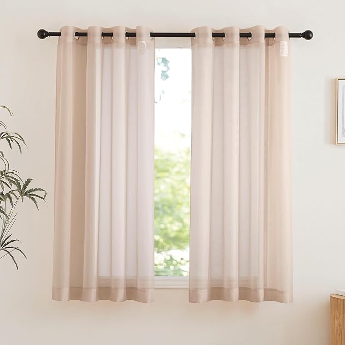 NICETOWN Taupe Sheer Curtains 72 inches Long, Grommet Light Filtering Window by NICETOWN