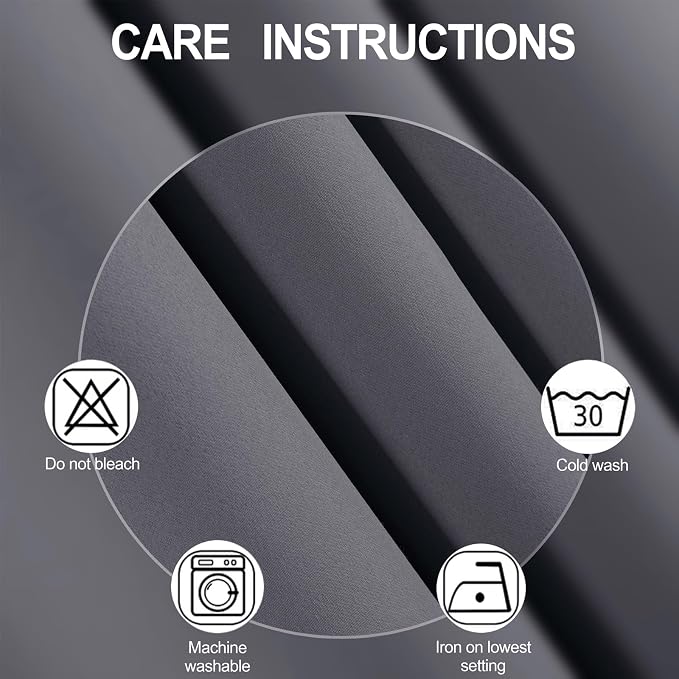 LEMOMO Blackout Curtains 52 x 120 Inch Long Grey Curtains Set of 2 Panels Room - Image 4
