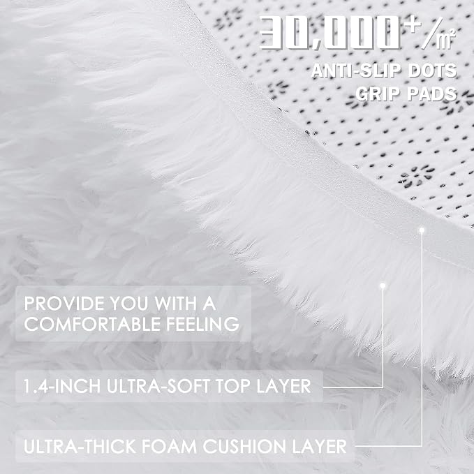 OLANLY 4x5 Machine Washable Accent Rug, Soft Fluffy Shaggy Area Rug - Image 6