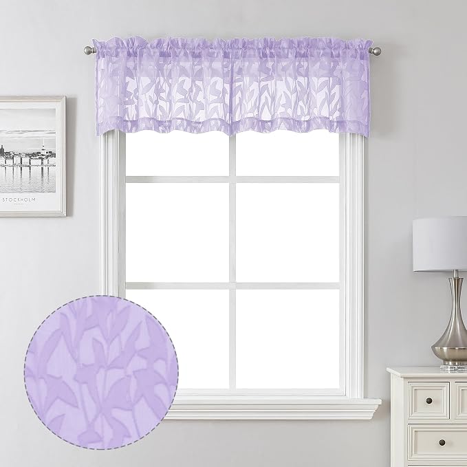 Lecloud Leia Light Purple Sheer Curtains 14 Inch Length 2 PCS, Dual Rod Pockets by Lecloud