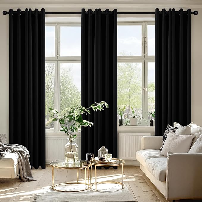 MIULEE Black Blackout Curtains for Bedroom Living Room 84 Inches Long 2 Panels - Image 6