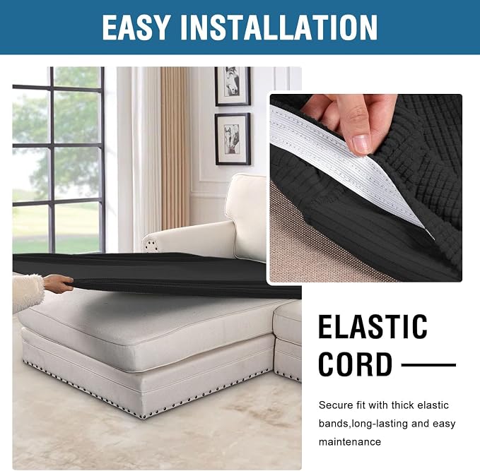 H.VERSAILTEX Super Stretch Individual Chaise Cover Sectional Couch Covers - Image 5