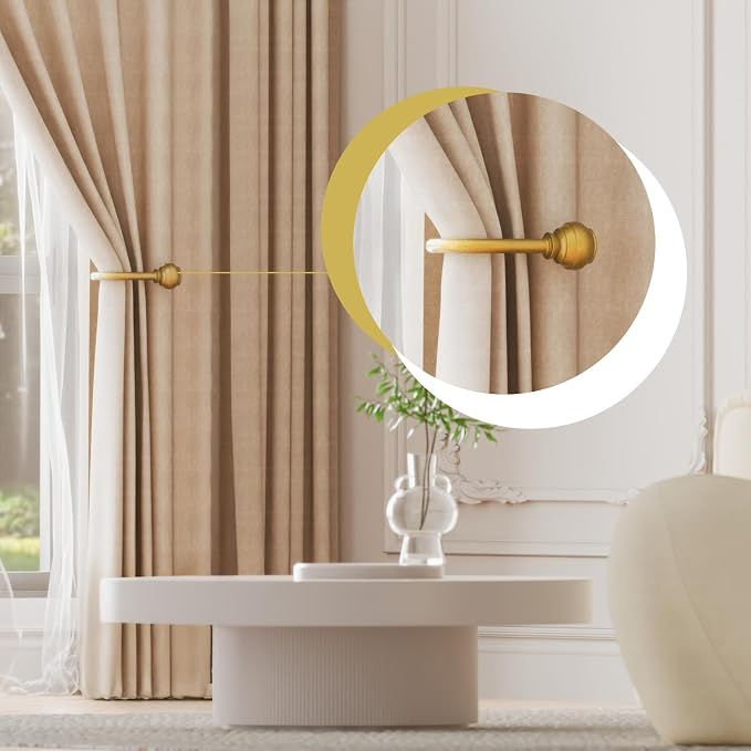 Hion Curtain Holdbacks Gold 6pcs, Curtain Tiebacks Wall Mounted Curtain Hooks - Image 4
