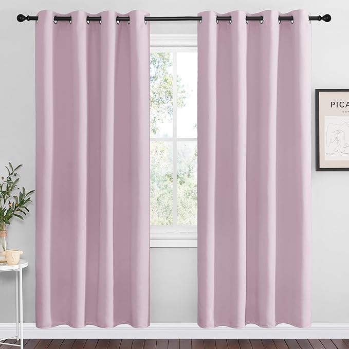 NICETOWN Baby Pink Blackout Curtains 78 inches Length by NICETOWN
