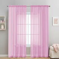 OVZME 2 Pack: Basic Pink Sheer Curtain 84 Inches Long, Light Filtering Sheer by OVZME