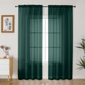 Gwine Hunter Green Sheer Curtains 90 Inches Long 2 Panels Set, Light Filtering by Gwine