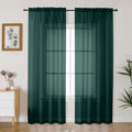 Gwine Hunter Green Sheer Curtains 84 Inches Long 2 Panels Set by Gwine