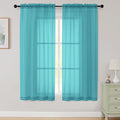 Sheer Turquoise Curtains for Bedroom Living Room 63 Inch Length 2 Panels by WelvetBLK