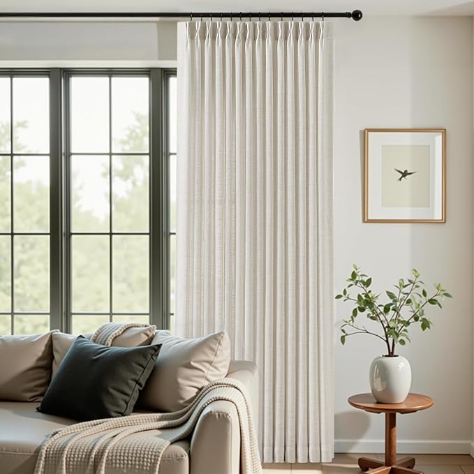 IVAPUPU Natural Extra Wide Pinch Pleated Linen Curtains by IVAPUPU