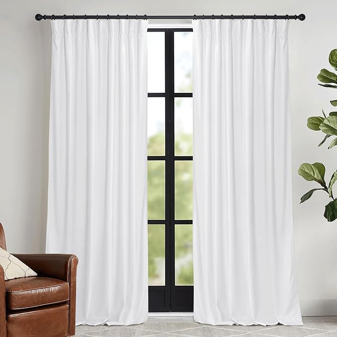 RYB HOME White Velvet Curtains 102 inches by RYBHOME