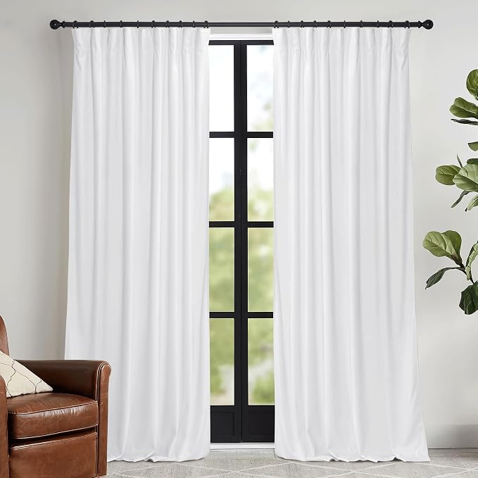 RYB HOME White Velvet Curtains 72 inches by RYBHOME