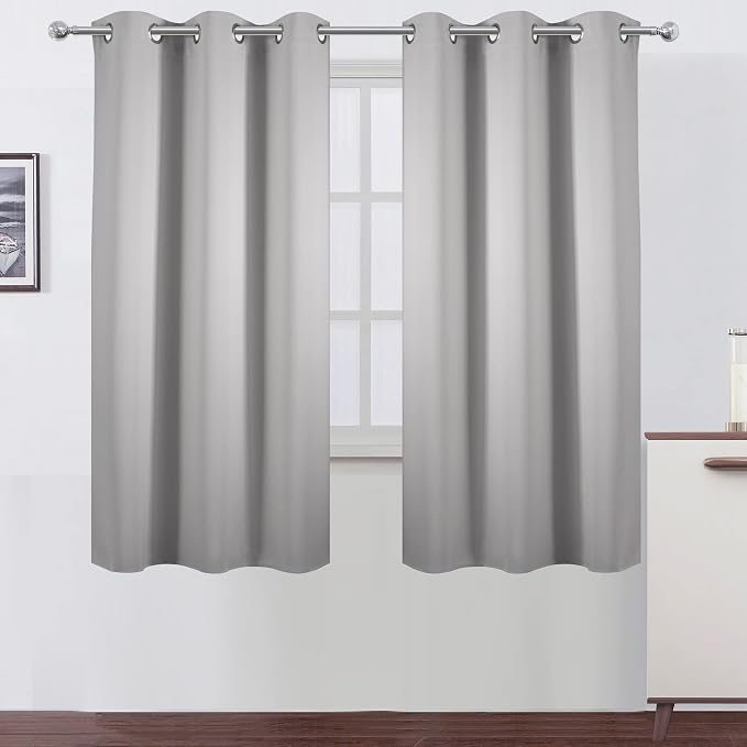 LEMOMO Light Grey Blackout Curtains 42 x 63 Inch Length/Set of 2 Curtain by Lemomo