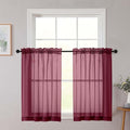 Cafe Curtains 36 Inch Length Tier 2 Pieces, Modern Soft Airy Sheer Kitchen by WelvetBLK