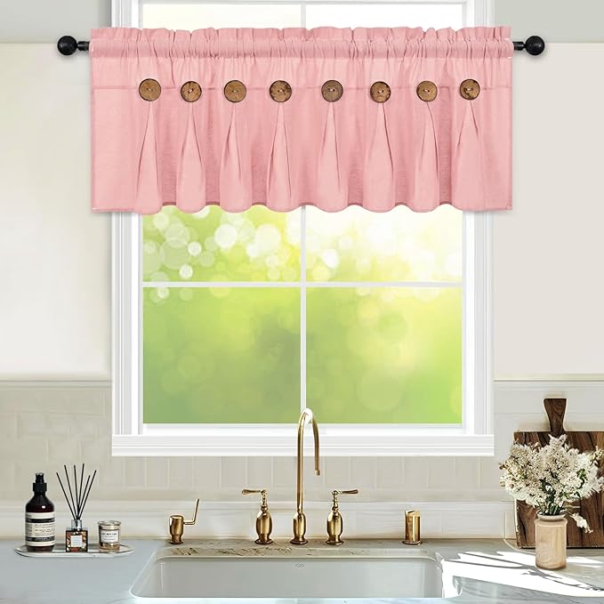 FRAMICS Farmhouse Valance Curtains, Boho Cotton Linen Kitchen Valance, Country by FRAMICS