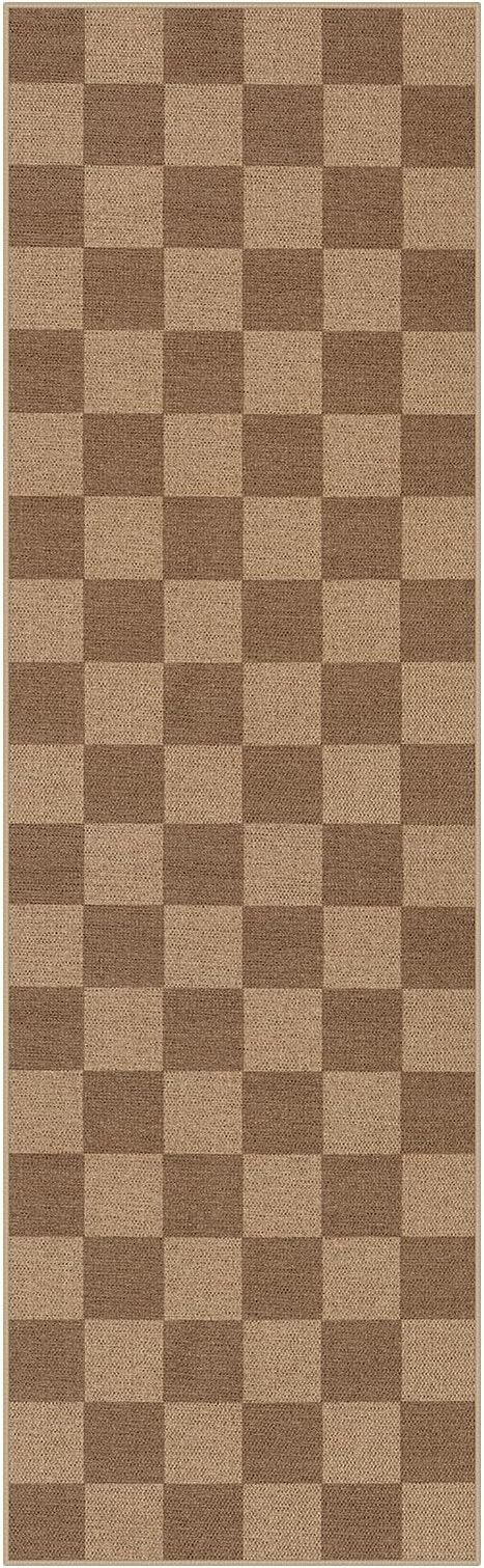Lahome Colette Checkered Easy Jute Kitchen Runner, 2x8 Washable Indoor Outdoor - Image 8