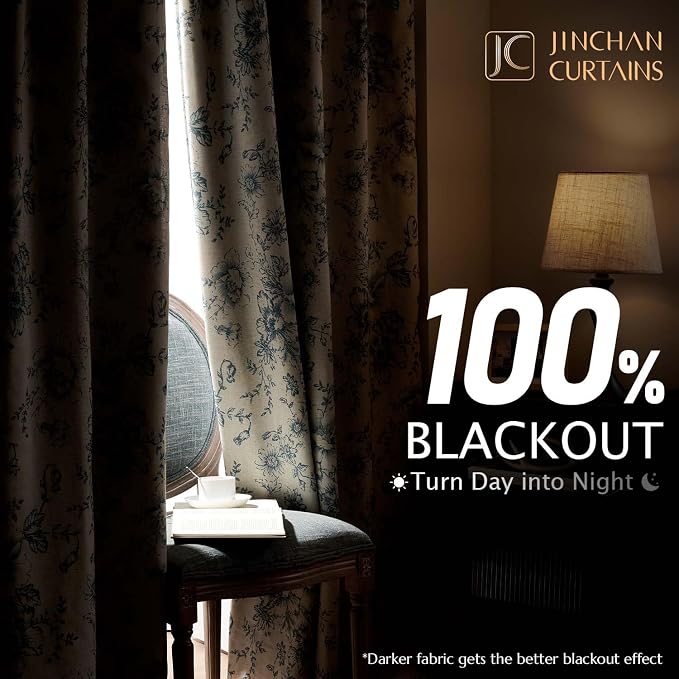 jinchan Blackout Floral Curtains - Image 2