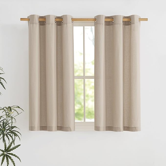 NICETOWN Taupe Short Linen Curtains by NICETOWN