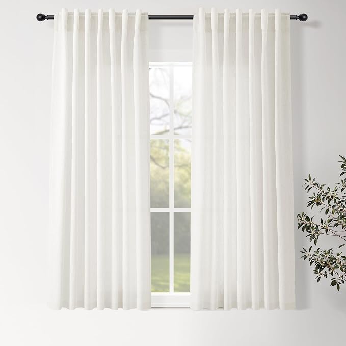 Neutral Linen Curtains 45 Inch Length by Nanspring