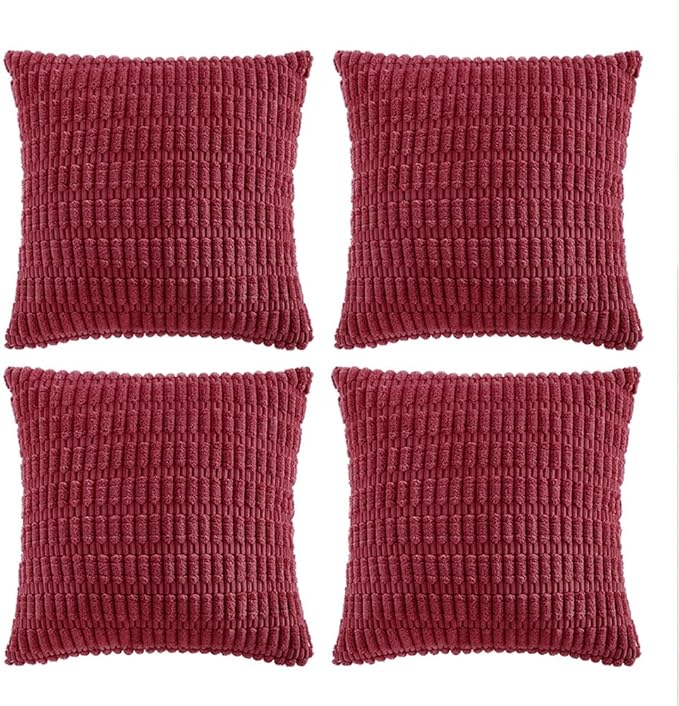 Fancy Homi 4 Packs Burgundy Decorative Throw Pillow Covers 24x24 Inch by Fancy+Homi