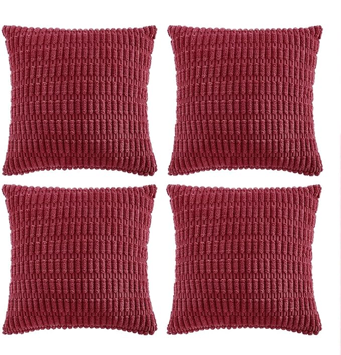 Fancy Homi 4 Packs Burgundy Decorative Throw Pillow Covers 22x22 Inch by Fancy+Homi