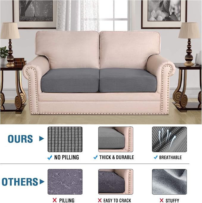H.VERSAILTEX High Stretch Individual Seat Cushion Covers Sofa Slipcovers Couch - Image 5