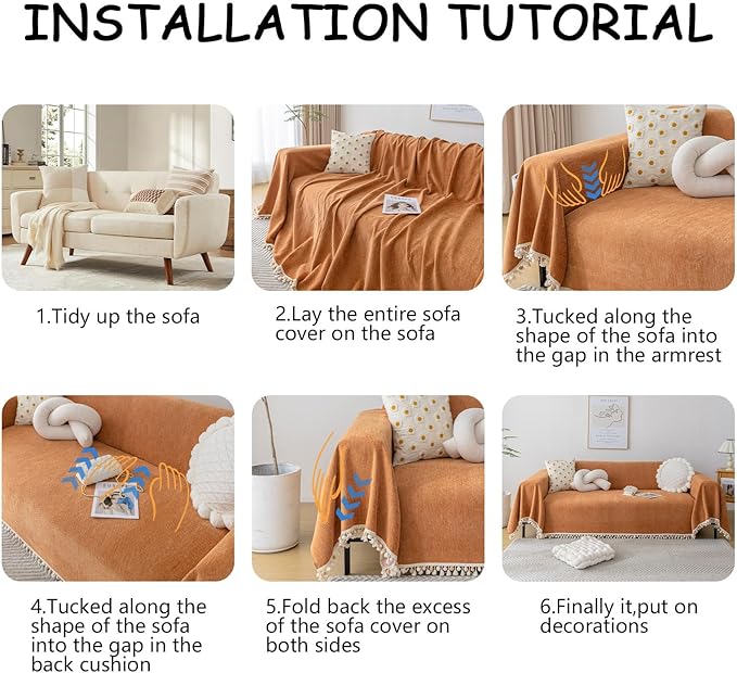 HANDONTIME Dark Orange Sofa Covers Couch Cover - Image 7