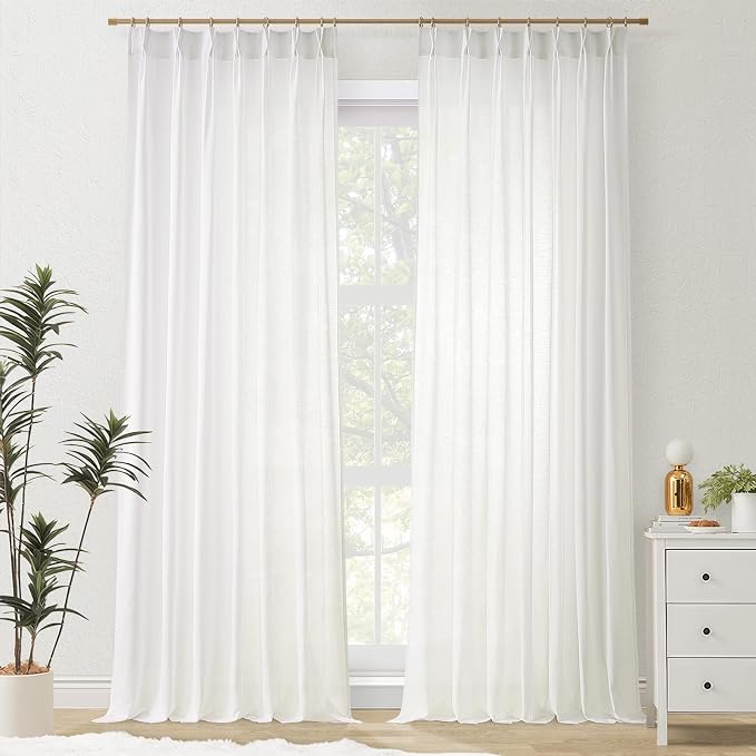 Topfinel 96 Inches Long Pinch Pleated Semi Sheer Curtains - Image 9